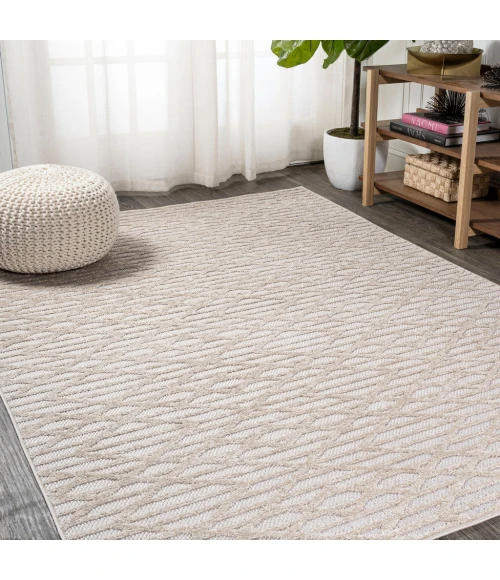 Ararat High-Low Pile Moroccan Diamond Modern Beige 8 ft. x 10 ft. Indoor/Outdoor Area Rug