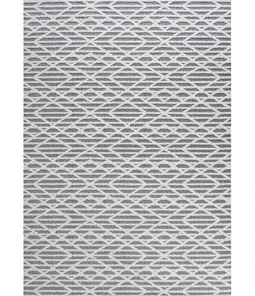 Ararat High-Low Pile Moroccan Diamond Modern Black/Ivory 8 ft. x 10 ft. Indoor/Outdoor Area Rug