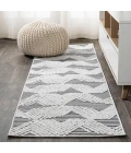 Jazz High-Low Pile Art Deco Geometric Black/Ivory 2 ft. x 8 ft. Indoor/Outdoor Runner Rug