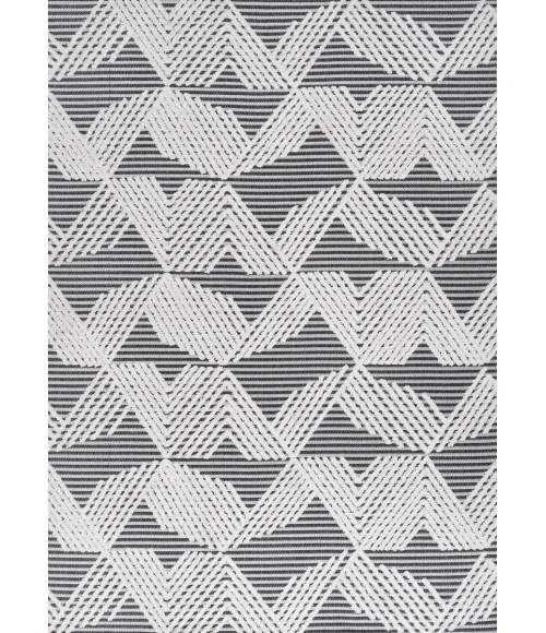 Jazz High-Low Pile Art Deco Geometric Black/Ivory 4 ft. x 6 ft. Indoor/Outdoor Area Rug