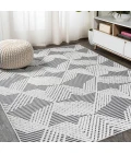 Jazz High-Low Pile Art Deco Geometric Black/Ivory 4 ft. x 6 ft. Indoor/Outdoor Area Rug
