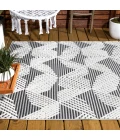 Jazz High-Low Pile Art Deco Geometric Black/Ivory 4 ft. x 6 ft. Indoor/Outdoor Area Rug