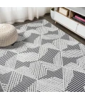 Jazz High-Low Pile Art Deco Geometric Black/Ivory 4 ft. x 6 ft. Indoor/Outdoor Area Rug