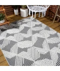 Jazz High-Low Pile Art Deco Geometric Black/Ivory 4 ft. x 6 ft. Indoor/Outdoor Area Rug