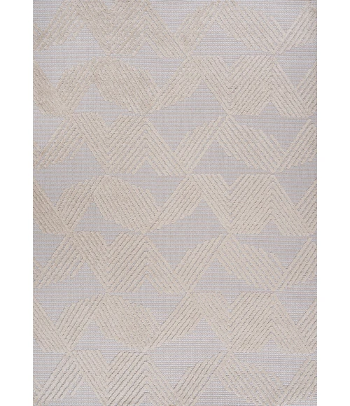 Jazz High-Low Pile Art Deco Geometric Beige 8 ft. x 10 ft. Indoor/Outdoor Area Rug