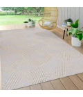 Jazz High-Low Pile Art Deco Geometric Beige 8 ft. x 10 ft. Indoor/Outdoor Area Rug