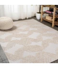 Jazz High-Low Pile Art Deco Geometric Beige 8 ft. x 10 ft. Indoor/Outdoor Area Rug