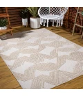 Jazz High-Low Pile Art Deco Geometric Beige 8 ft. x 10 ft. Indoor/Outdoor Area Rug