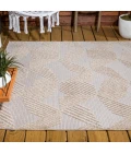Jazz High-Low Pile Art Deco Geometric Beige 8 ft. x 10 ft. Indoor/Outdoor Area Rug
