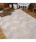 Jazz High-Low Pile Art Deco Geometric Beige 8 ft. x 10 ft. Indoor/Outdoor Area Rug