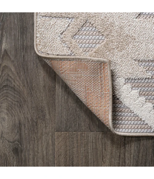 Sumak High-Low Pile Neutral Diamond Kilim Beige/Gray 2 ft. x 8 ft. Indoor/Outdoor Runner Rug