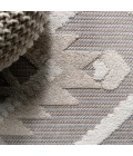 Sumak High-Low Pile Neutral Diamond Kilim Beige/Gray 2 ft. x 8 ft. Indoor/Outdoor Runner Rug
