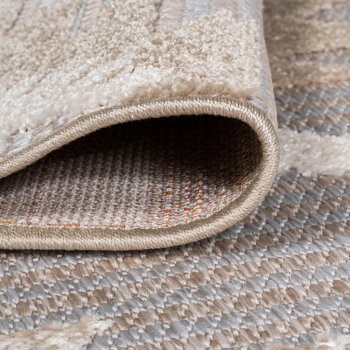 Sumak High-Low Pile Neutral Diamond Kilim Beige/Gray 2 ft. x 10 ft. Indoor/Outdoor Runner Rug