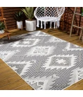 Sumak High-Low Pile Neutral Diamond Kilim Gray/White/Black 8 ft. x 10 ft. Indoor/Outdoor Area Rug