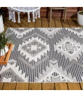 Sumak High-Low Pile Neutral Diamond Kilim Gray/White/Black 8 ft. x 10 ft. Indoor/Outdoor Area Rug