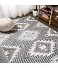 Sumak High-Low Pile Neutral Diamond Kilim Gray/White/Black 8 ft. x 10 ft. Indoor/Outdoor Area Rug