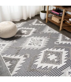 Jonathany South Beach SBH107B Gray/White/Black Area Rug 7 ft. 9 in. X 10 ft. Rectangle