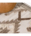 Sumak High-Low Pile Neutral Diamond Kilim Brown/Ivory 2 ft. x 8 ft. Indoor/Outdoor Runner Rug