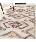 Sumak High-Low Pile Neutral Diamond Kilim Brown/Ivory 5 ft. x 8 ft. Indoor/Outdoor Area Rug