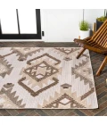 Sumak High-Low Pile Neutral Diamond Kilim Brown/Ivory 5 ft. x 8 ft. Indoor/Outdoor Area Rug