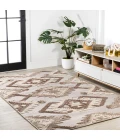 Sumak High-Low Pile Neutral Diamond Kilim Brown/Ivory 5 ft. x 8 ft. Indoor/Outdoor Area Rug