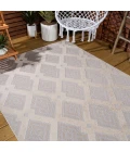 Duwun High-Low Pile Ogee Trellis Tone-on-Tone Beige/Gray 8 ft. x 10 ft. Indoor/Outdoor Area Rug