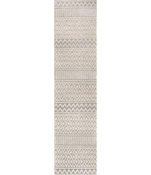Ormond High-Low Modern Trellis Geometric Cream/Gray 2 ft. x 8 ft. Indoor/Outdoor Runner Rug