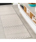 Ormond High-Low Modern Trellis Geometric Cream/Gray 2 ft. x 8 ft. Indoor/Outdoor Runner Rug