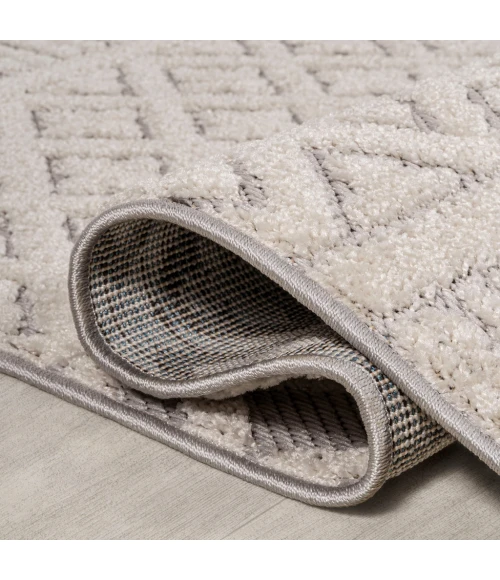 Ormond High-Low Modern Trellis Geometric Cream/Gray 2 ft. x 8 ft. Indoor/Outdoor Runner Rug