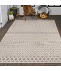 Ormond High-Low Modern Trellis Geometric Cream/Gray 4 ft. x 6 ft. Indoor/Outdoor Area Rug