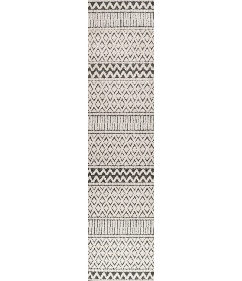Ormond High-Low Modern Trellis Geometric Cream/Black 2 ft. x 8 ft. Indoor/Outdoor Runner Rug