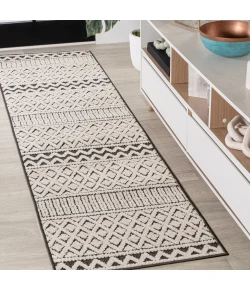 Jonathany South Beach SBH109B Cream/Black Area Rug 2 ft. X 8 ft. Runner