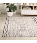 Ormond High-Low Modern Trellis Geometric Cream/Black 4 ft. x 6 ft. Indoor/Outdoor Area Rug