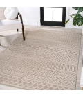 Ormond High-Low Modern Trellis Geometric Beige/Gray 5 ft. x 8 ft. Indoor/Outdoor Area Rug