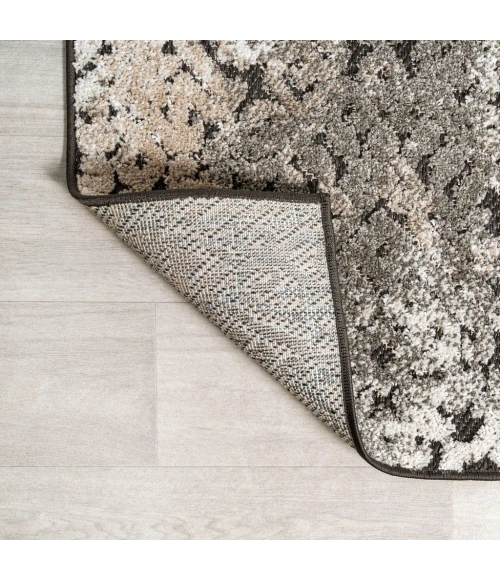 Duenas High-Low Shabby Damask Cream/Beige/Dark Gray 2 ft. x 8 ft. Indoor/Outdoor Runner Rug