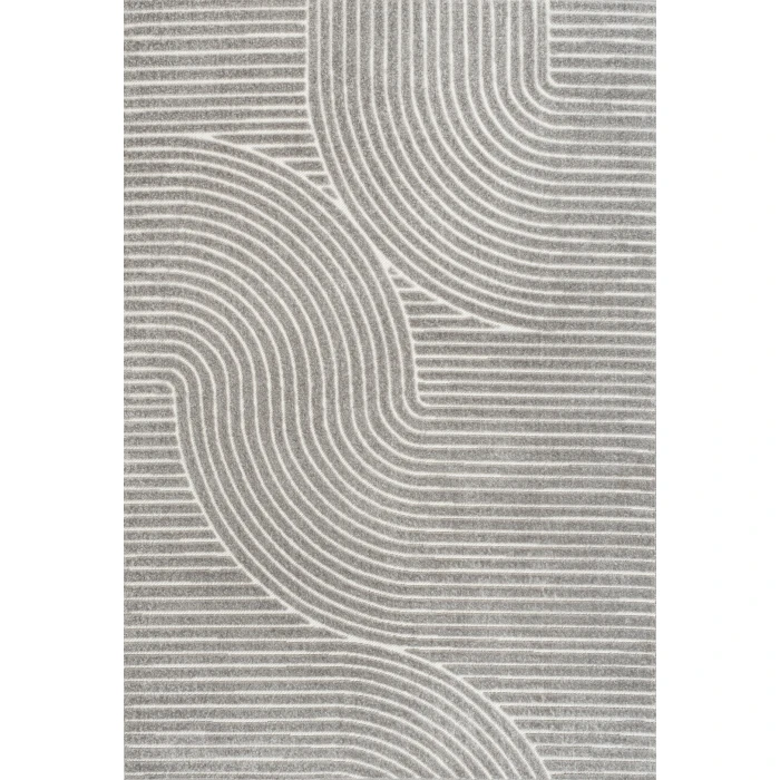 Skagen Minimalist Curve Geometric Gray/Ivory 3 ft. x 5 ft. Area Rug