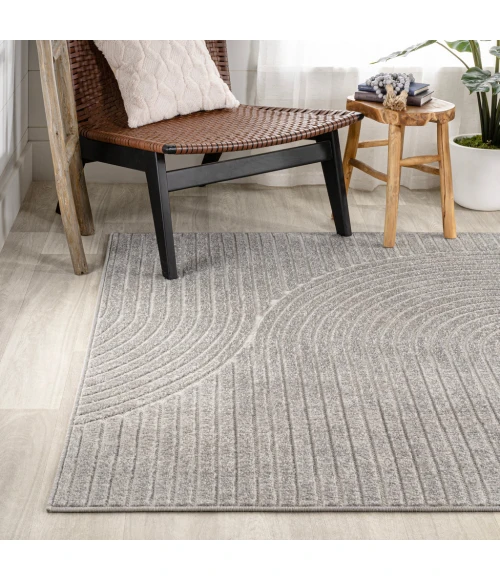 Skagen Minimalist Curve Geometric Gray/Ivory 5 ft. x 8 ft. Area Rug
