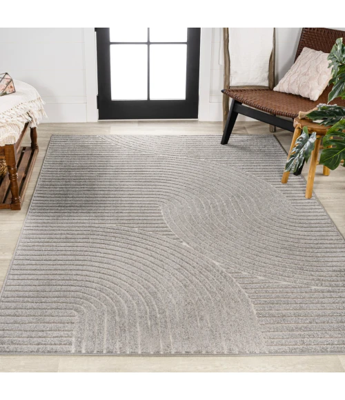 Skagen Minimalist Curve Geometric Gray/Ivory 5 ft. x 8 ft. Area Rug