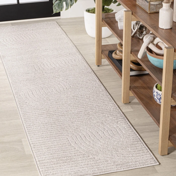 Skagen Minimalist Curve Geometric Ivory/Cream 2 ft. x 8 ft. Runner Rug