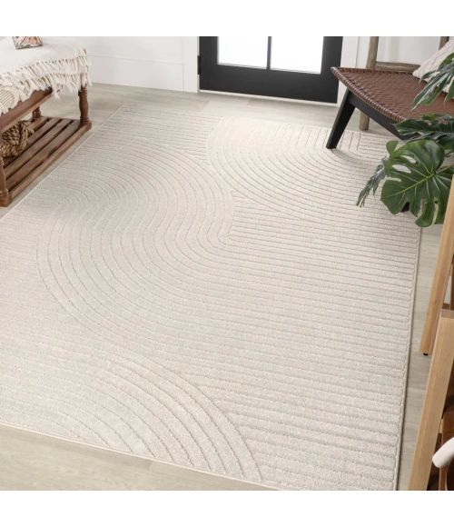 Skagen Minimalist Curve Geometric Ivory/Cream 5 ft. x 8 ft. Area Rug