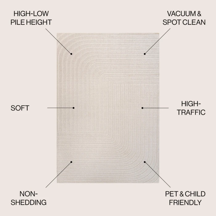 Jonathan Y SCANDINAVIAN Ivory SCN101A 6ft. X 9ft. Rect. Rug