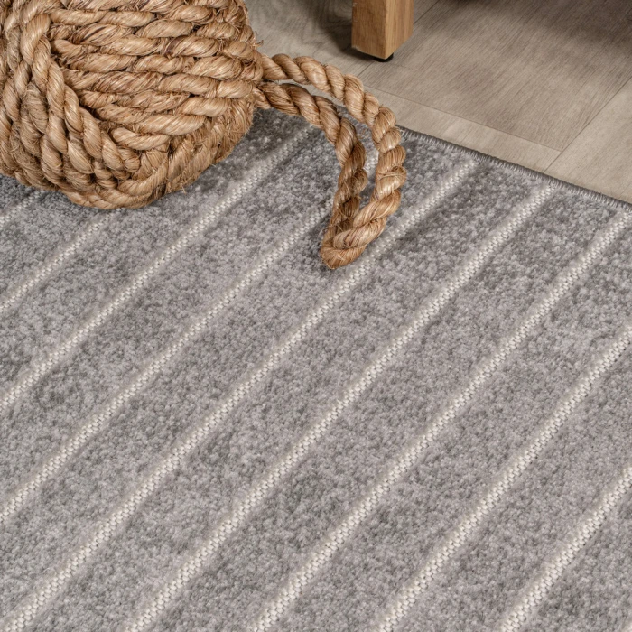 Odense Minimalist Angle Geometric Gray/Ivory 2 ft. x 8 ft. Runner Rug