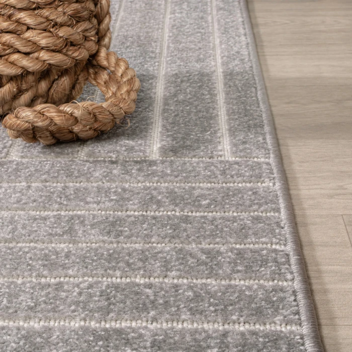 Odense Minimalist Angle Geometric Gray/Ivory 2 ft. x 8 ft. Runner Rug