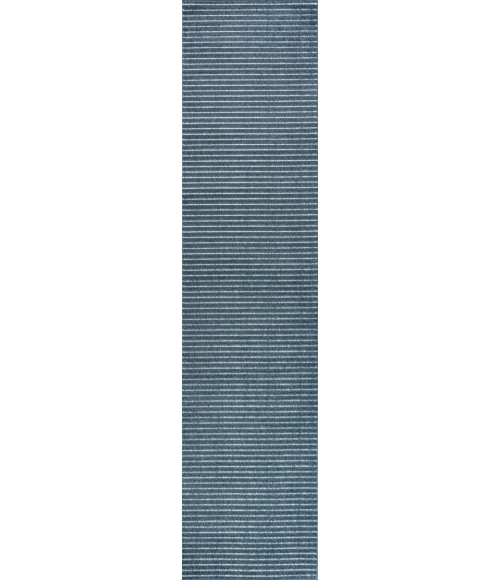 Aarhus Minimalist Scandi Striped Navy/ivory 2 ft. x 8 ft. Runner Rug
