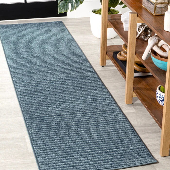 Aarhus Minimalist Scandi Striped Navy/ivory 2 ft. x 8 ft. Runner Rug