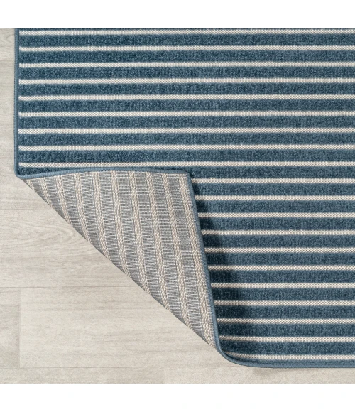 Aarhus Minimalist Scandi Striped Navy/ivory 2 ft. x 8 ft. Runner Rug