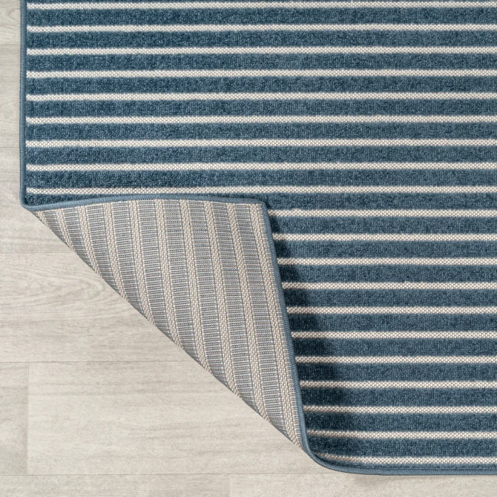Aarhus Minimalist Scandi Striped Navy/ivory 5 ft. x 8 ft. Area Rug