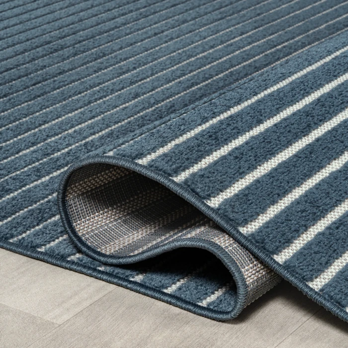 Aarhus Minimalist Scandi Striped Navy/ivory 2 ft. x 8 ft. Runner Rug