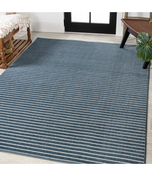 Aarhus Minimalist Scandi Striped Navy/ivory 4 ft. x 6 ft. Area Rug