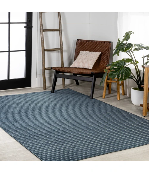 Aarhus Minimalist Scandi Striped Navy/ivory 4 ft. x 6 ft. Area Rug